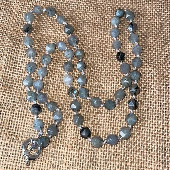 Labradorite Stone Necklace Knotted Amazing In Style   2023 luxury stunning - Picture 1 of 11